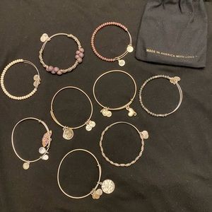 8 Authentic Alex & Ani Bracelets. Mint condition.